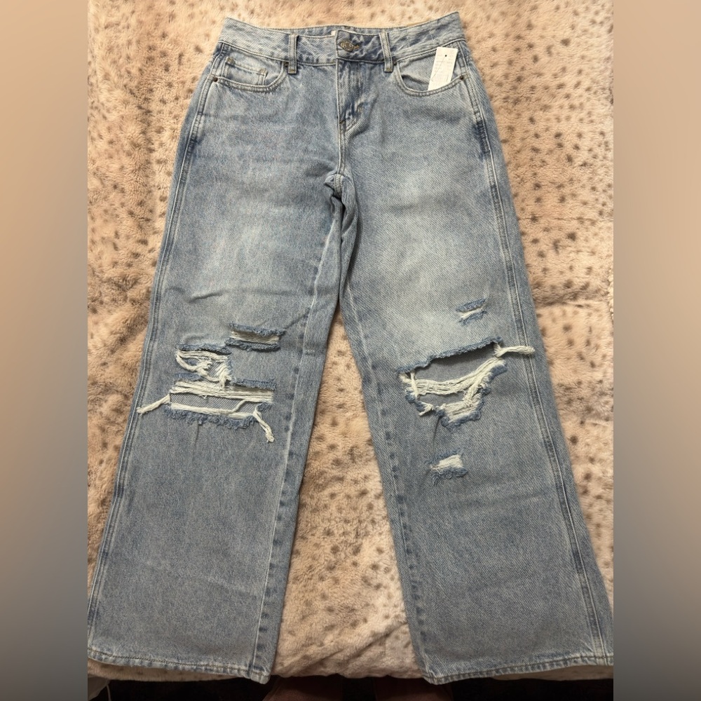 PacSun Casey Ripped Knee Low Rise Baggy Jeans Medium Indigo